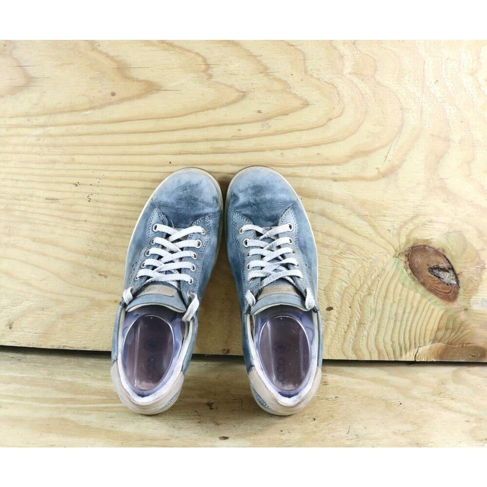 Ecco Sneakers Womens 39 Chase II Sz 8.5 Blue Distressed Leather Shoes Athletic - Picture 4 of 8
